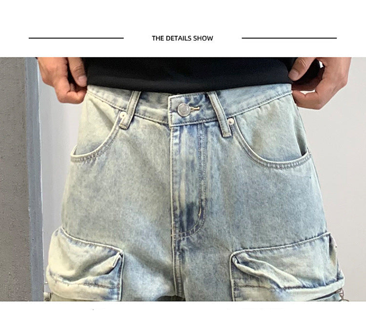 Multi Pocket Sky Blue Cargo Pants , - Streetwear Cargo Pants - Slick Street