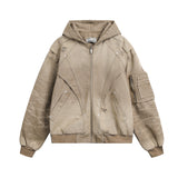 Heavy Washed Distressed Jacket Sand, XS - Streetwear - Slick Street