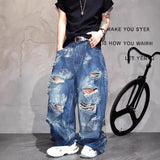 Ruin Distressed Jeans - Heavy Blue Heavy Blue, 29 - Streetwear Jeans - Slick Street