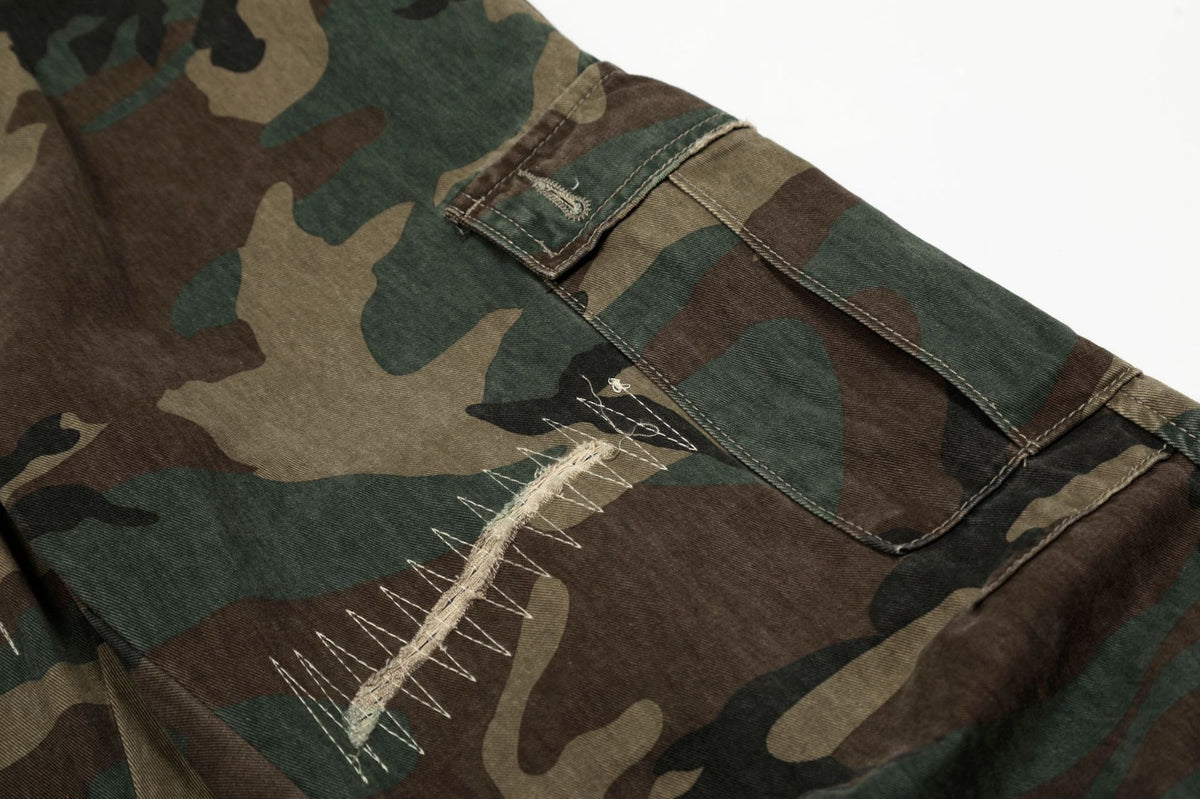 Kade Stitch Camo Cargos , - Streetwear Cargo Pants - Slick Street