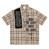 Splatter Print Plaid Shirt Beige, XS - Streetwear Shirt - Slick Street