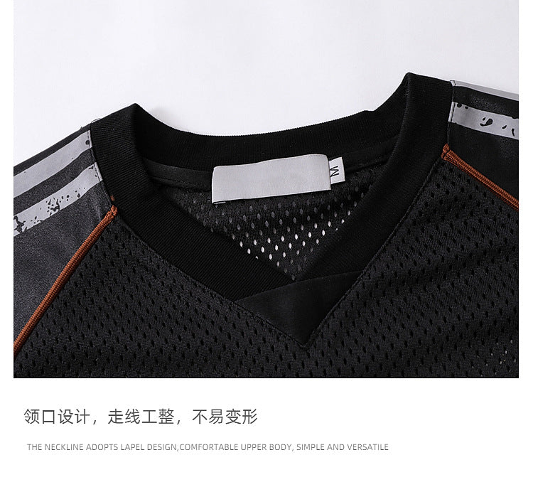 Retro 90's Star Graffiti Mesh Football Tee , - Streetwear T-Shirt - Slick Street