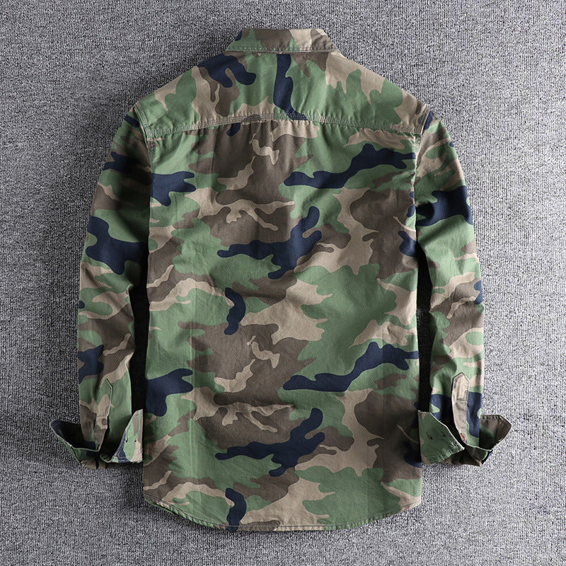 Camo Long Sleeve Shirt , - Streetwear Shirt - Slick Street