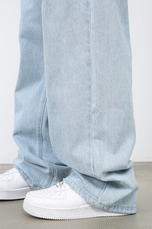 Light Blue Straight Leg Jeans , - Streetwear Jeans - Slick Street