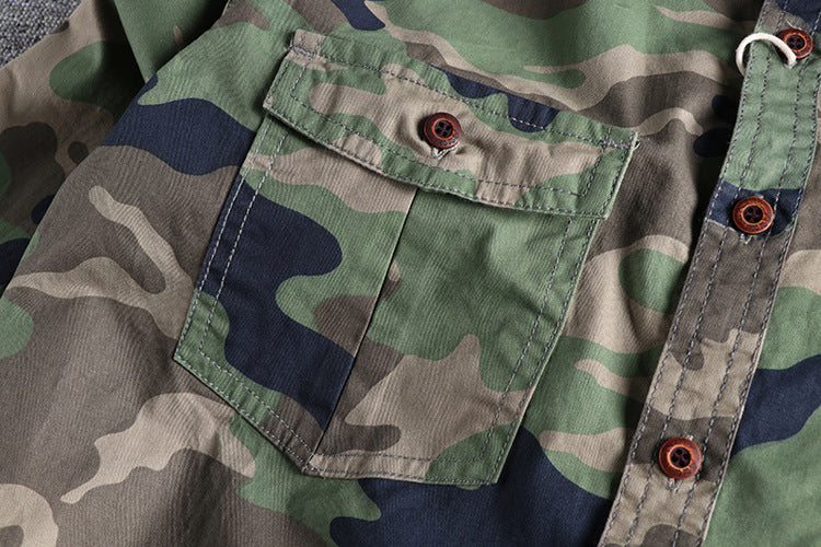 Camo Long Sleeve Shirt , - Streetwear Shirt - Slick Street
