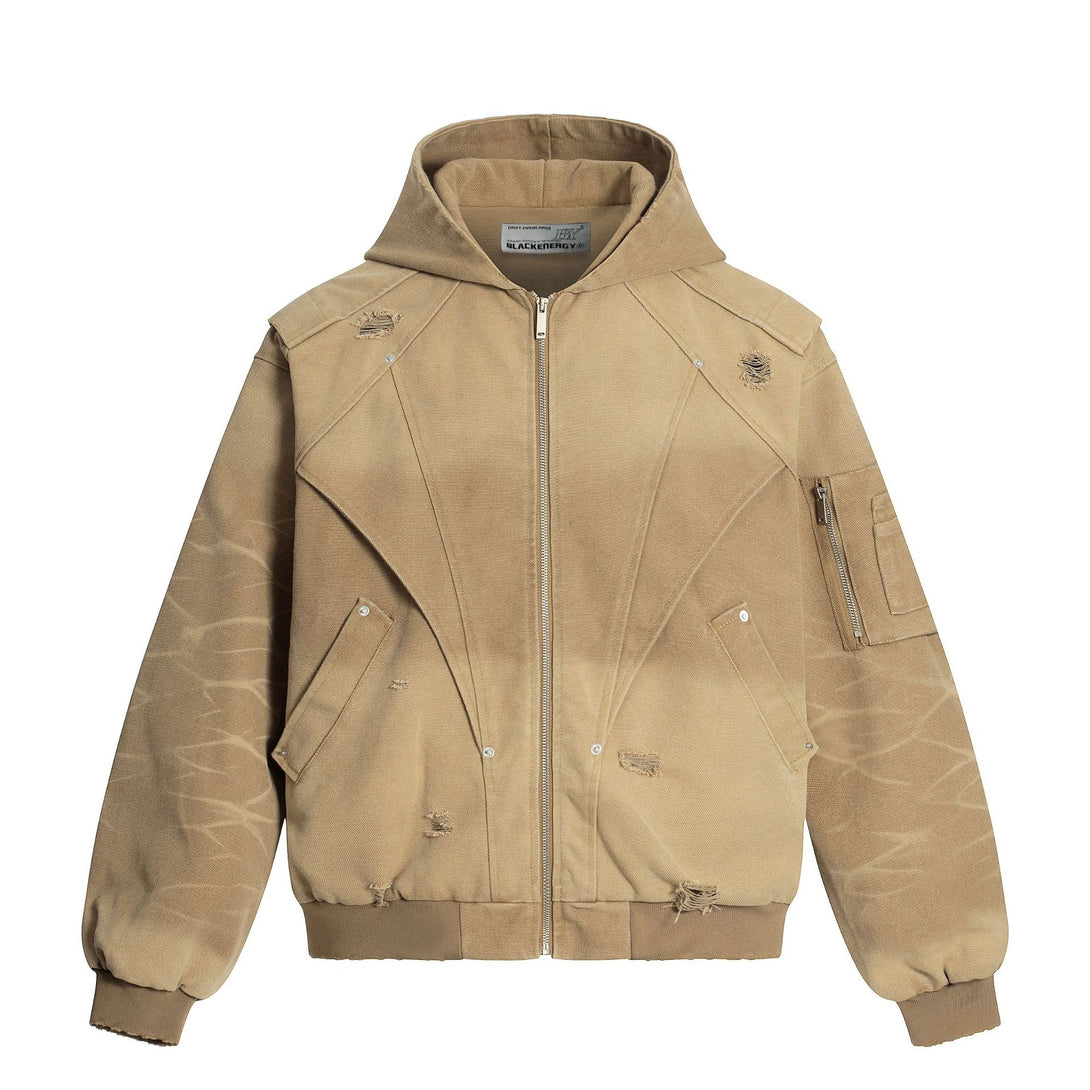 Heavy Washed Distressed Jacket , - Streetwear - Slick Street