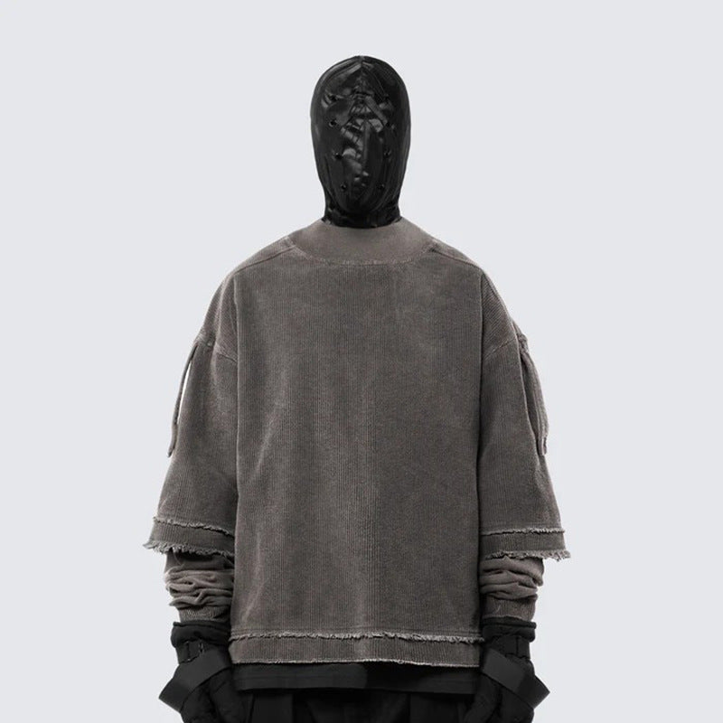 Double Layered 'Abyss' Washed Sweatshirt , - Streetwear Sweatshirts - Slick Street