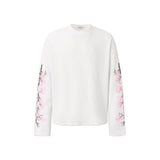 Floral Waffle Knit Long Sleeve White, S - Streetwear Long Sleeve - Slick Street