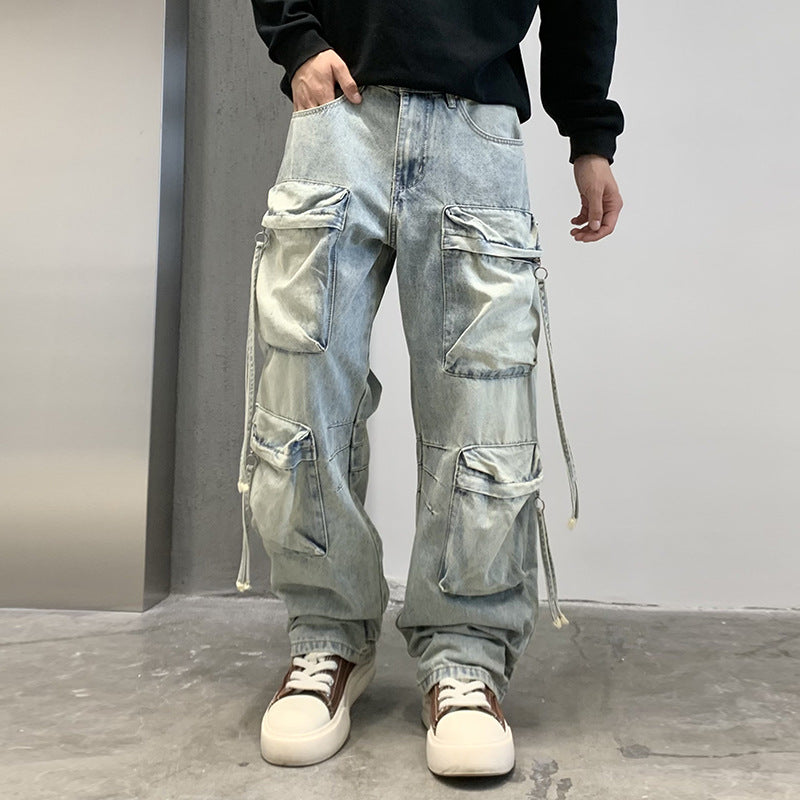 Multi Pocket Sky Blue Cargo Pants , - Streetwear Cargo Pants - Slick Street
