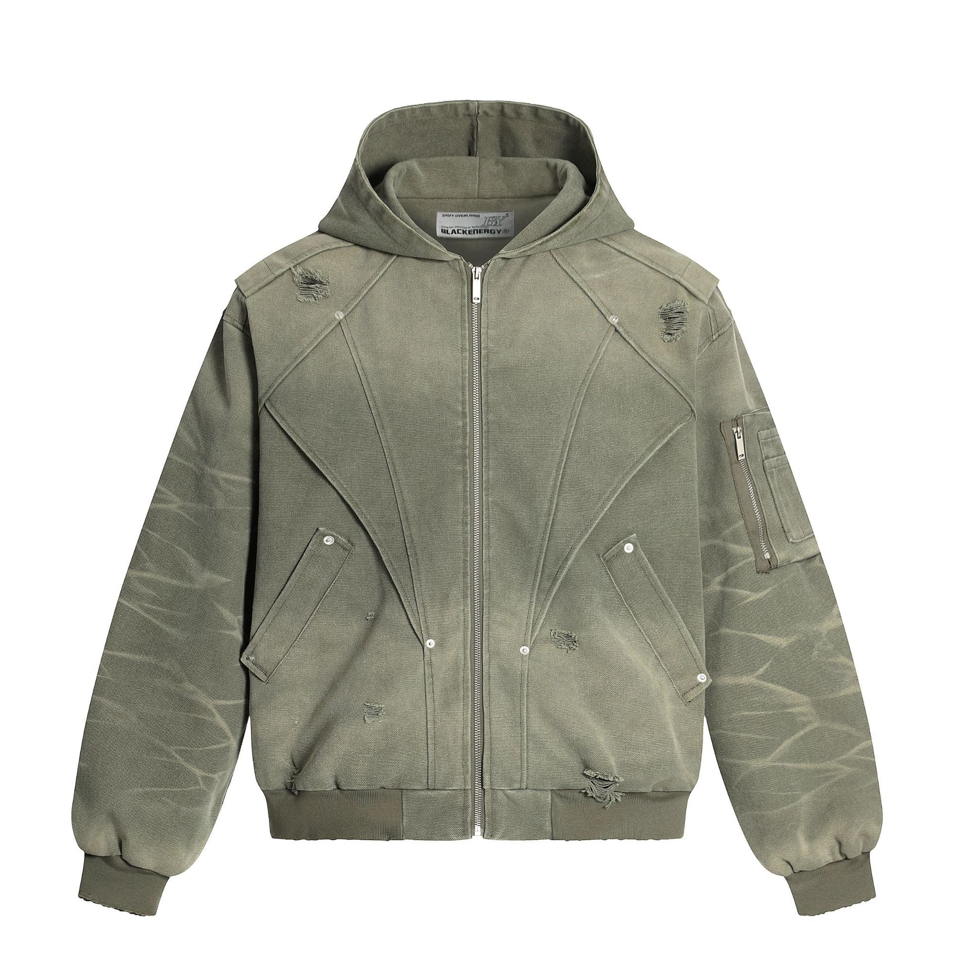 Heavy Washed Distressed Jacket , - Streetwear - Slick Street