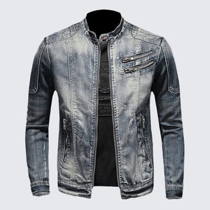 SK1 Denim Biker Jacket , - Streetwear Jackets - Slick Street