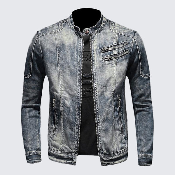 SK1 Denim Biker Jacket , - Streetwear - Slick Street