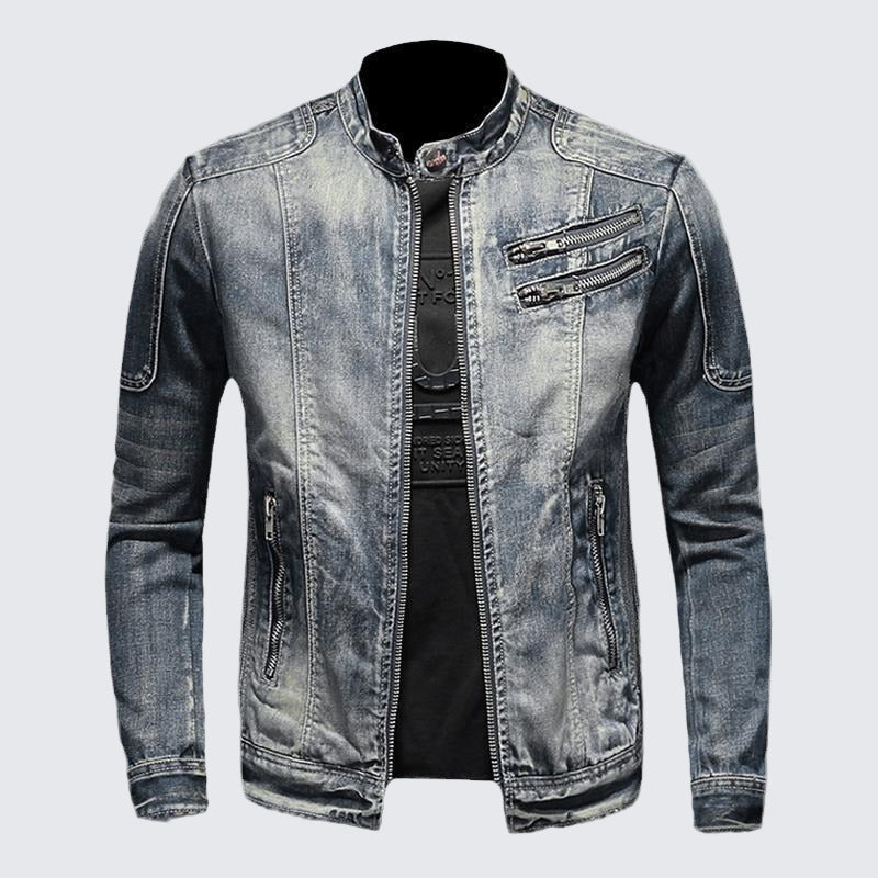 SK1 Denim Biker Jacket , - Streetwear - Slick Street