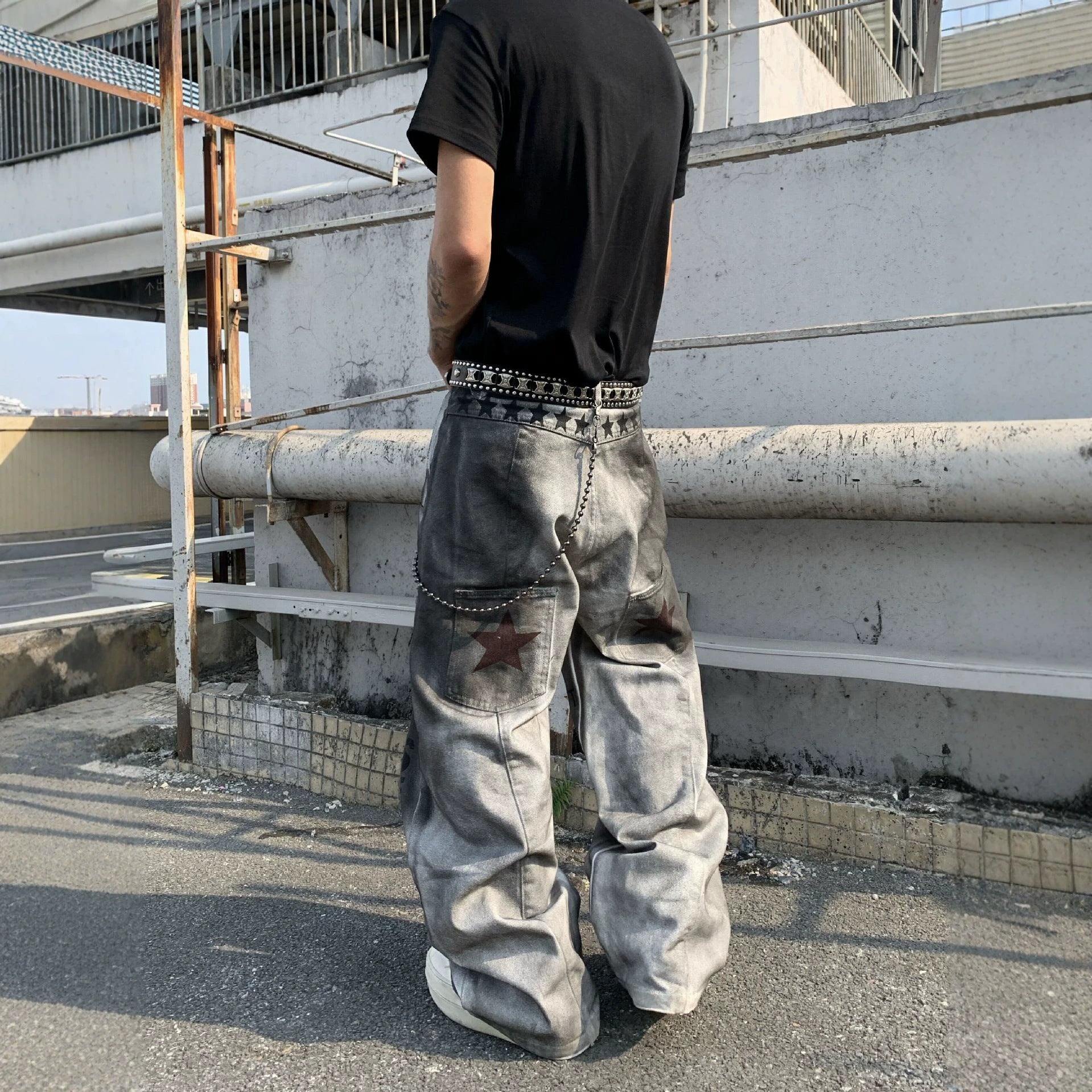 Static Star Graphic Jeans , - Streetwear Jeans - Slick Street