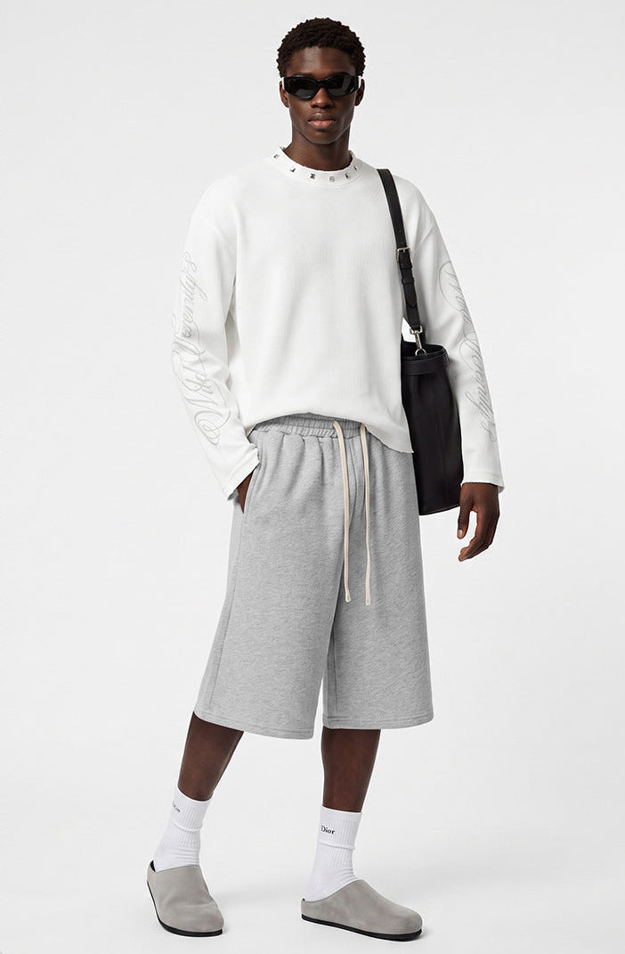 Waffle Knit Script Long Sleeve