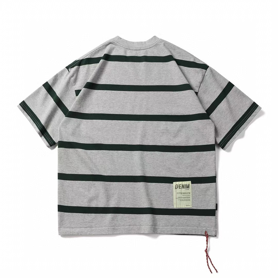 Retro Heavyweight Striped Cotton Tee , - Streetwear T-Shirts - Slick Street