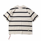 Retro Heavyweight Striped Cotton Tee Beige Black Stripes, XXS - Streetwear T-Shirts - Slick Street