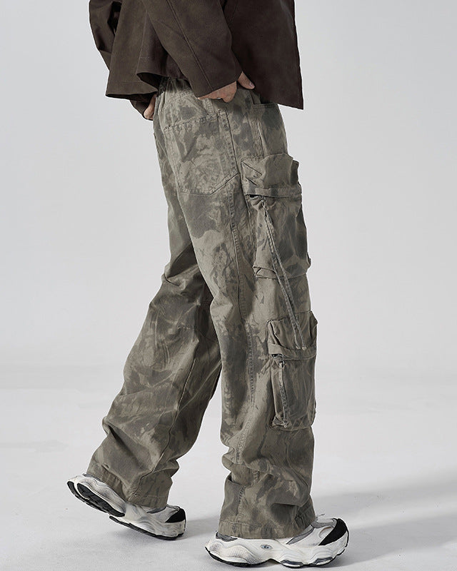 Ashfall Camo Cargo Trousers , - Streetwear Cargo Pants - Slick Street