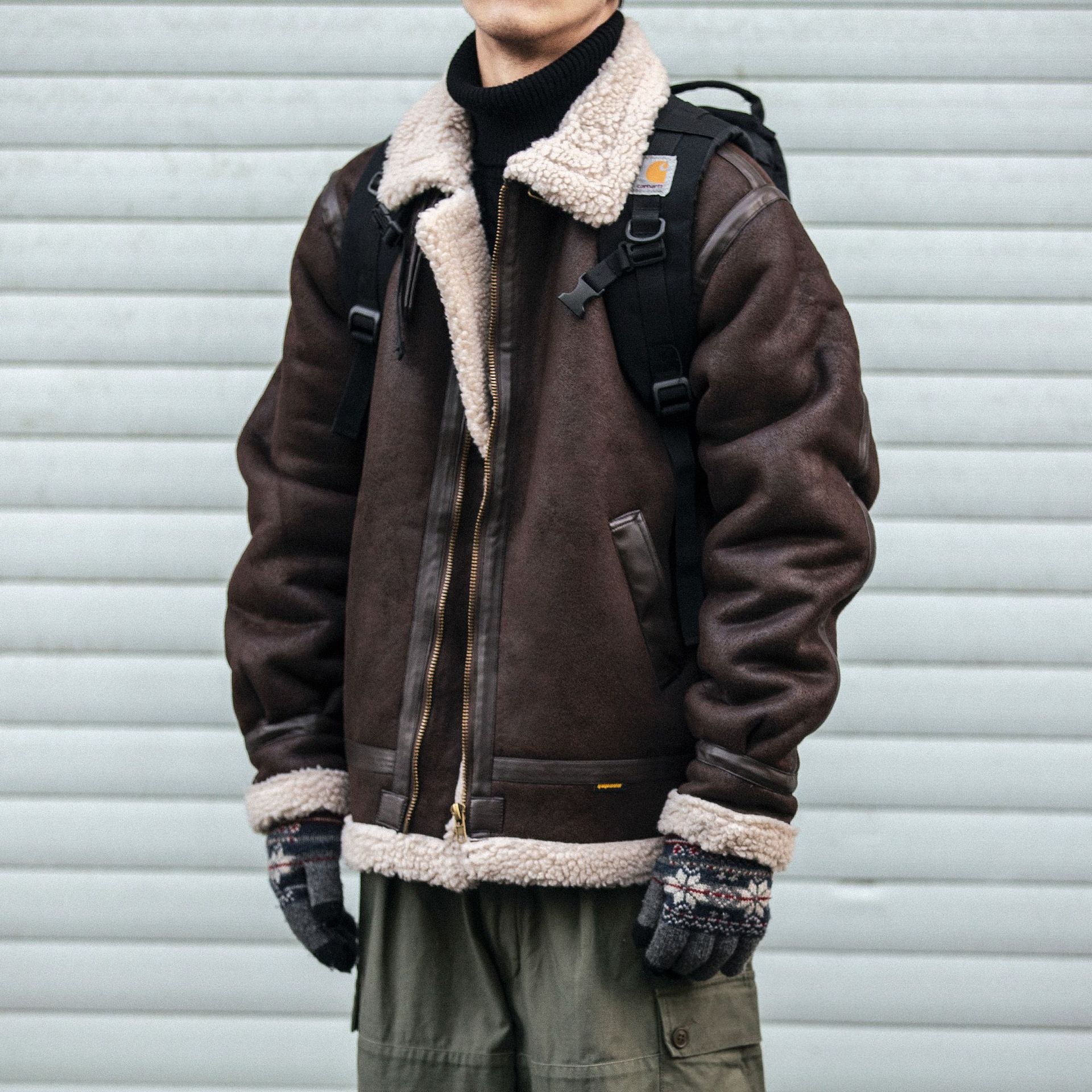Motorcycle Suede Brown Fur Jacket , - Streetwear - Slick Street