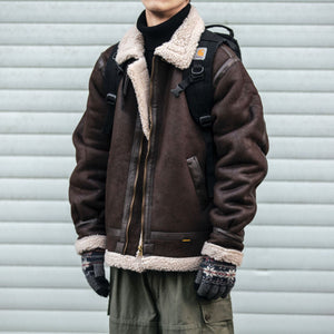 Motorcycle Suede Brown Fur Jacket , - Streetwear Jackets - Slick Street