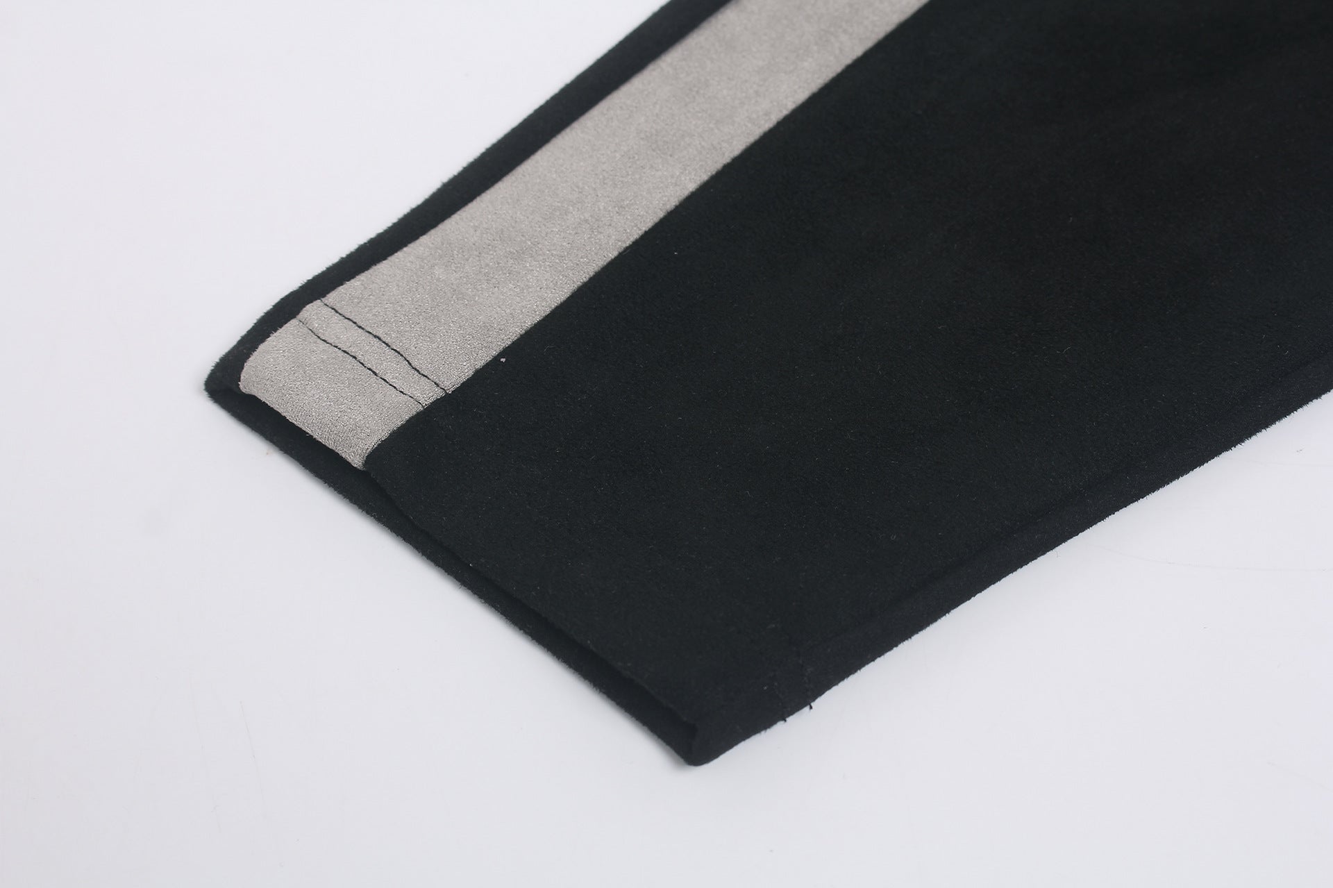 JW367美式Vintage男女款高级感拼接刺绣字设计麂皮绒男式街潮长袖T恤