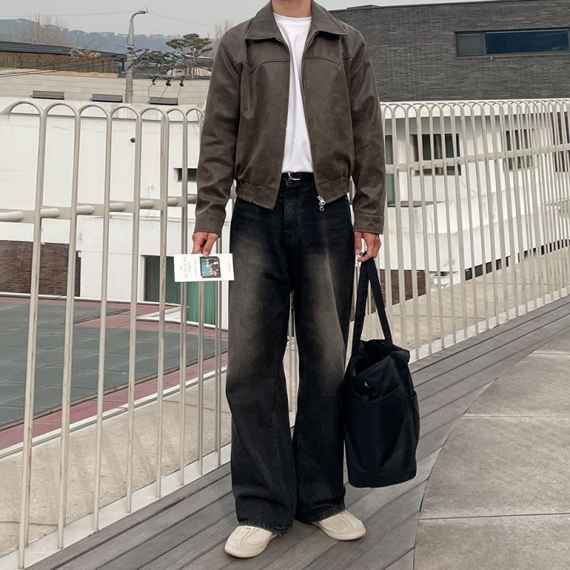 Vintage K Leather Jacket , - Streetwear Jacket - Slick Street