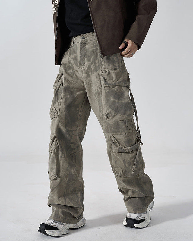 Ashfall Camo Cargo Trousers , - Streetwear Cargo Pants - Slick Street