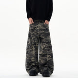 Retro Camo Workwear Wide-Leg Jeans Camouflage, S - Streetwear Jeans - Slick Street