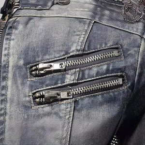 SK1 Denim Biker Jacket , - Streetwear Jackets - Slick Street