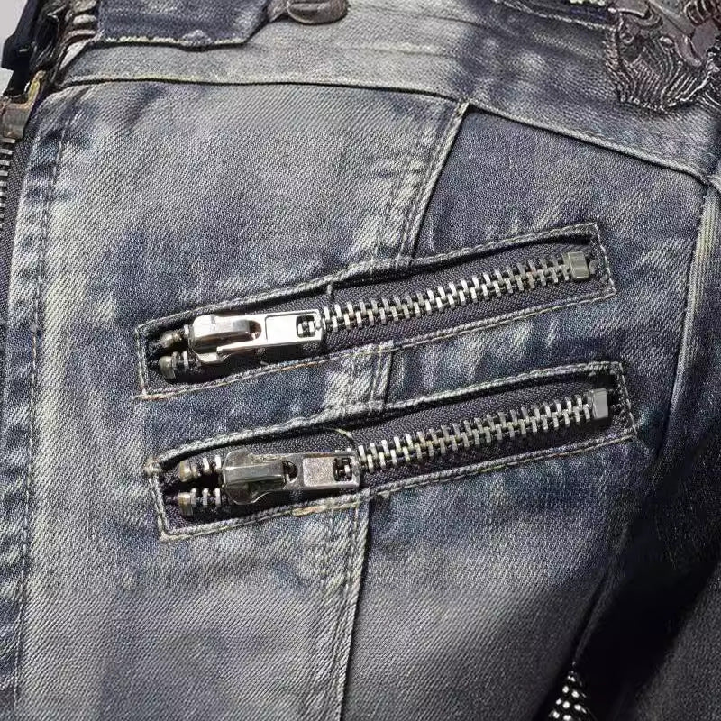 SK1 Denim Biker Jacket , - Streetwear Jackets - Slick Street