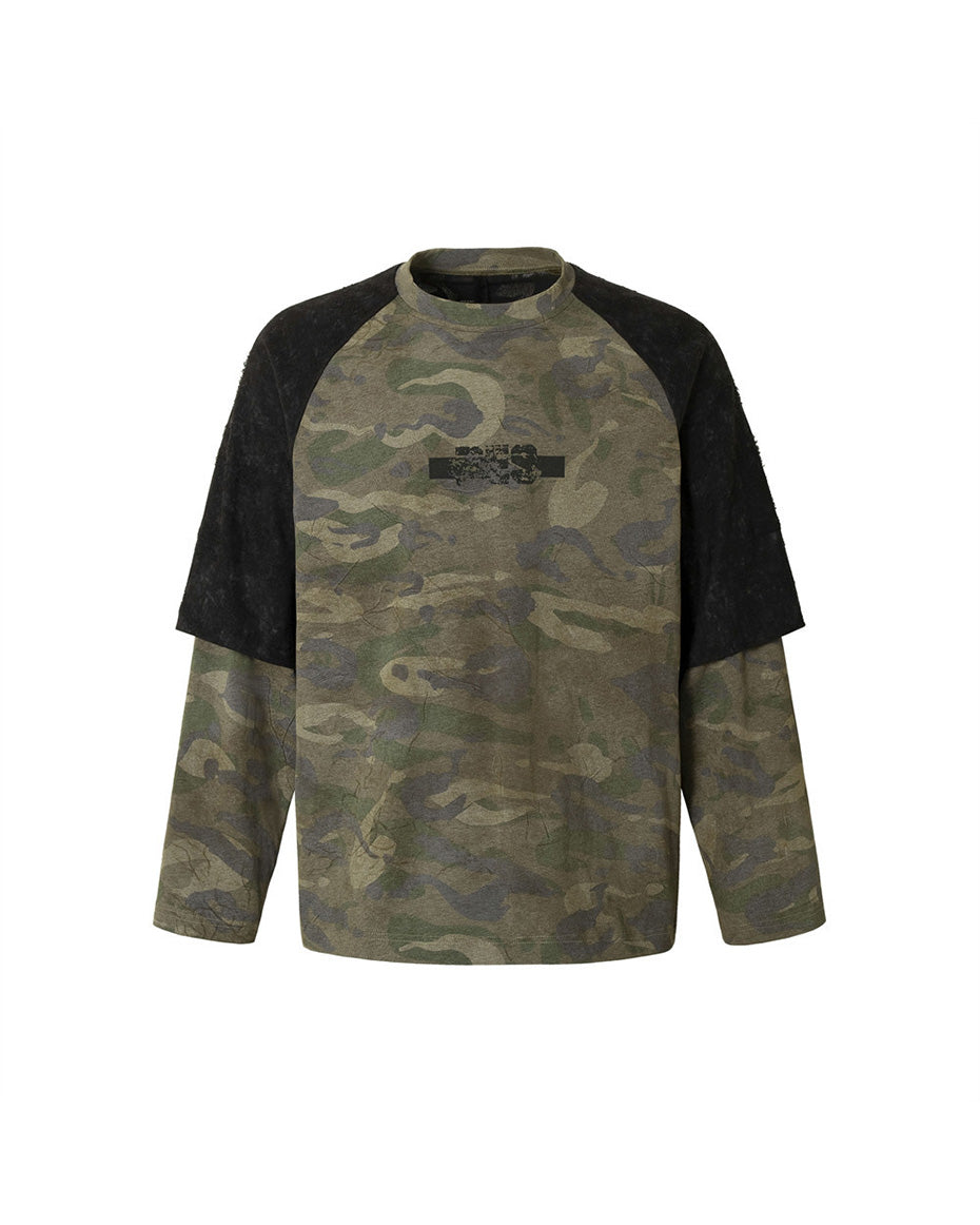 Number 7 Camo Long Sleeve Tee Camo, M - Streetwear Tee - Slick Street