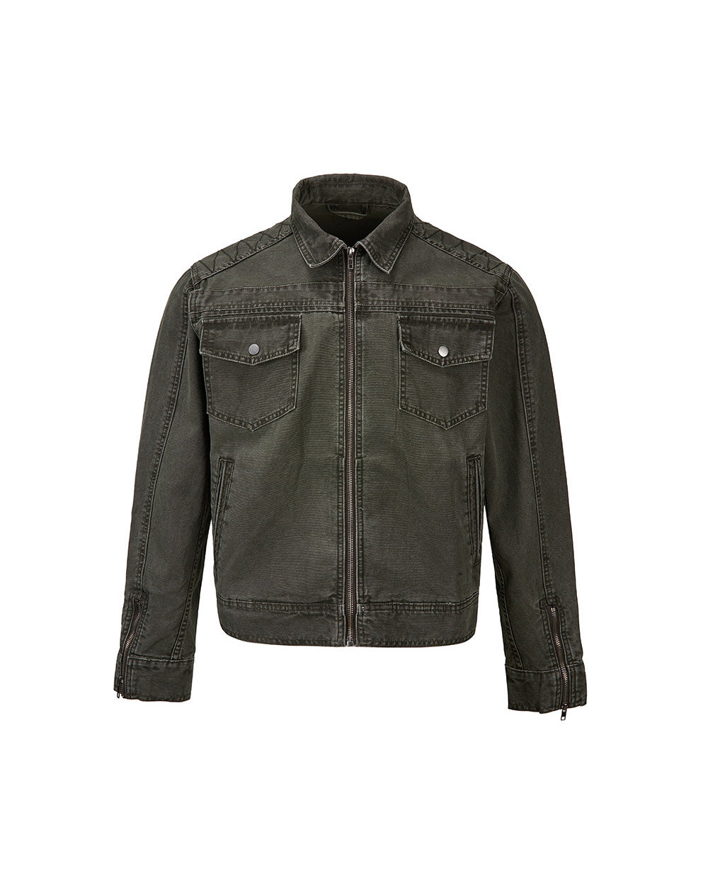 Cory Workwear Zip Jacket Army Green, S - Streetwear Jacket - Slick Street