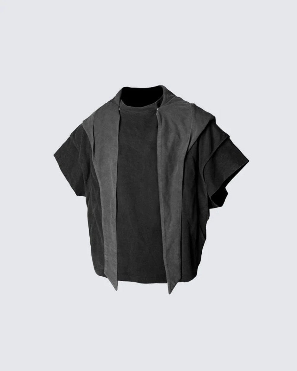Two Piece Distressed Hooded T-Shirt , - Streetwear T-Shirt - Slick Street