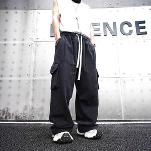 Baggy Cotton Black Cargo Pants Black, XXS - Streetwear - Slick Street