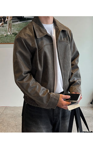 Vintage K Leather Jacket , - Streetwear Jacket - Slick Street