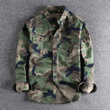 Camo Long Sleeve Shirt Olive Camo, XS - Streetwear Shirt - Slick Street