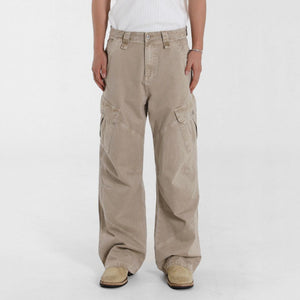 Retro Washed Relaxed Khaki Jeans Khaki, XS - Streetwear Jeans - Slick Street