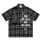 Splatter Print Plaid Shirt Black, XS - Streetwear Shirt - Slick Street