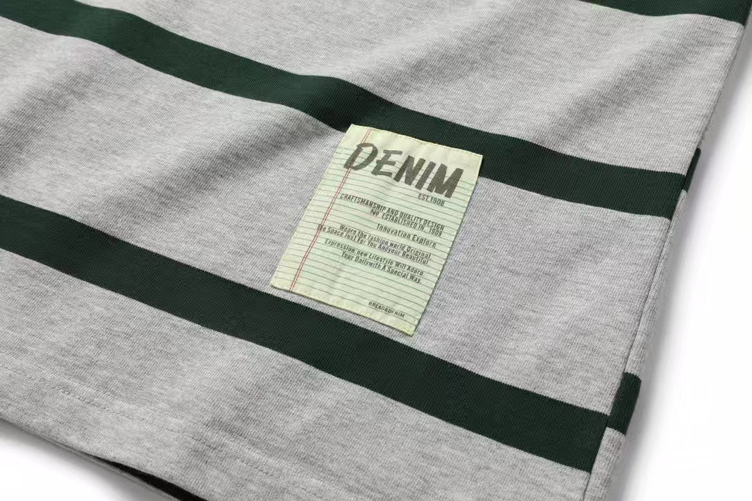 Retro Heavyweight Striped Cotton Tee , - Streetwear T-Shirts - Slick Street