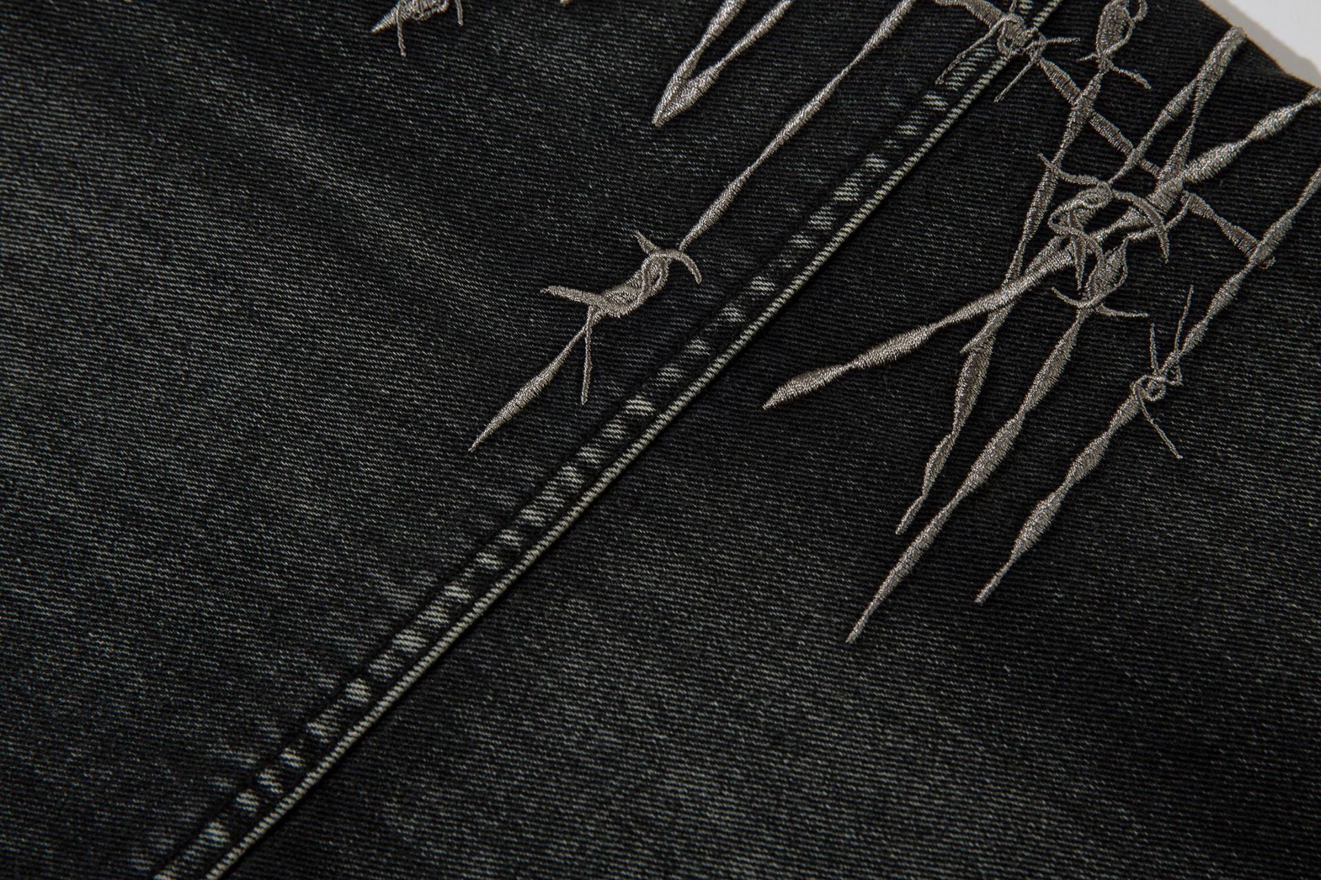 Barbed Baggy Embroidery Cargo Pants , - Streetwear - Slick Street