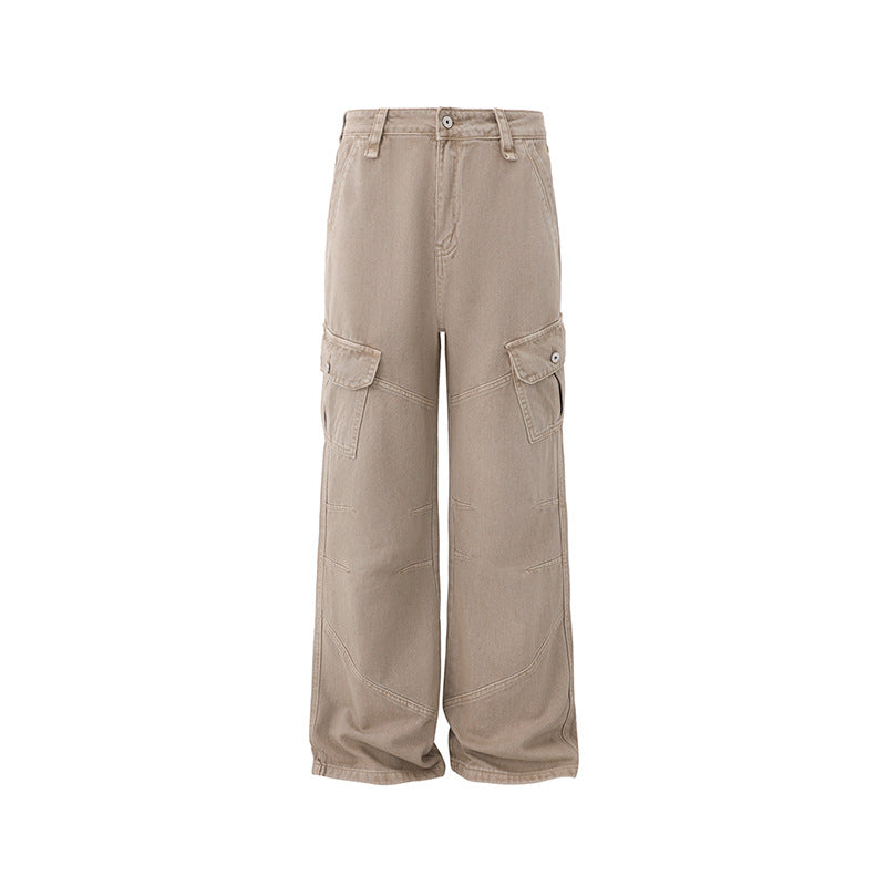 Retro Washed Relaxed Khaki Jeans , - Streetwear Jeans - Slick Street