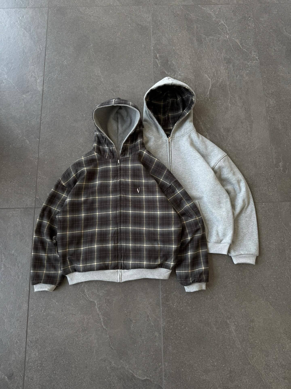Vee Reversible Plaid Zip Hoodie