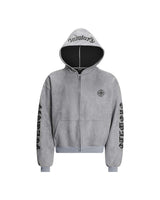 Grimoire Gothic Zip Hoodie Grey, M - Streetwear Hoodie - Slick Street