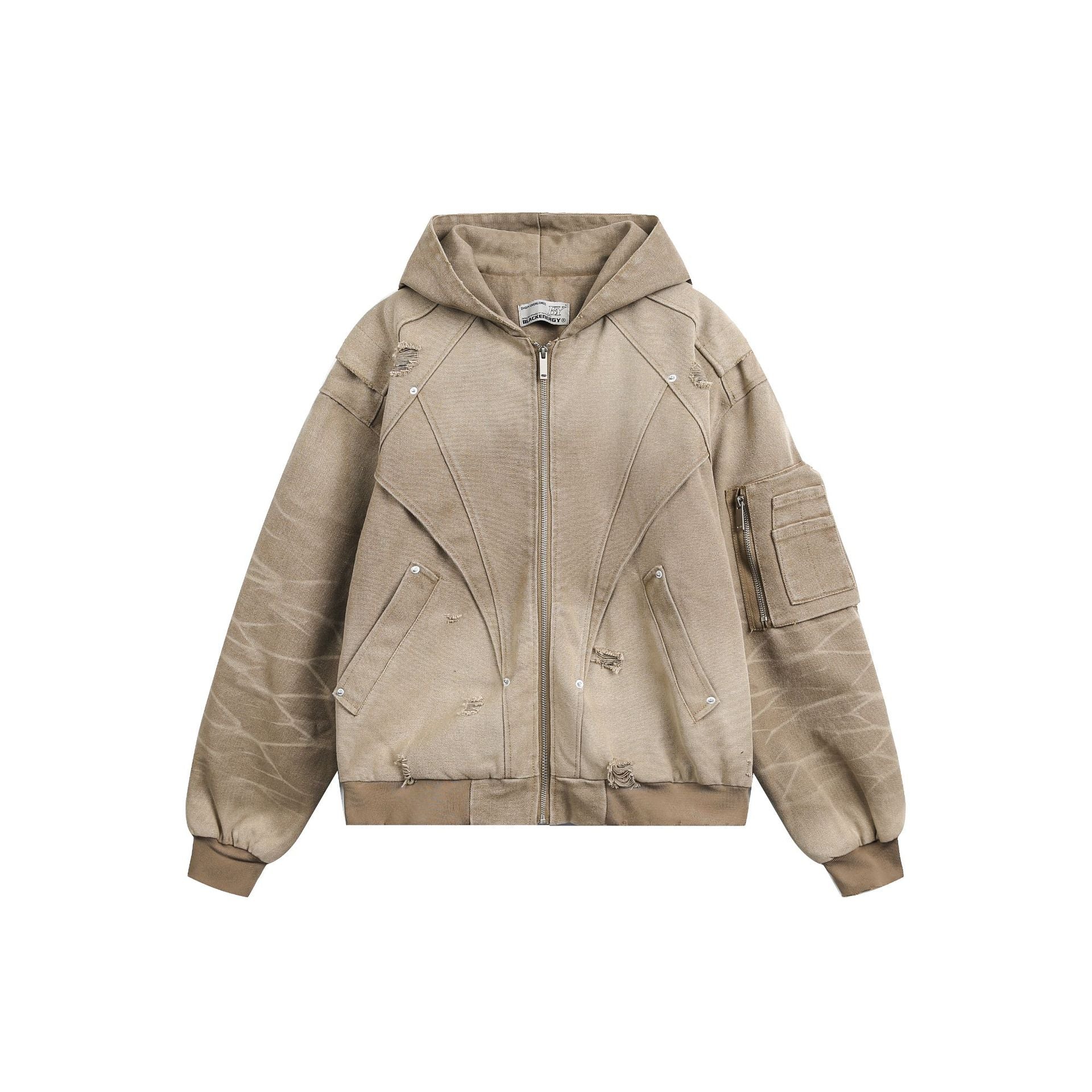 Heavy Washed Distressed Jacket , - Streetwear - Slick Street