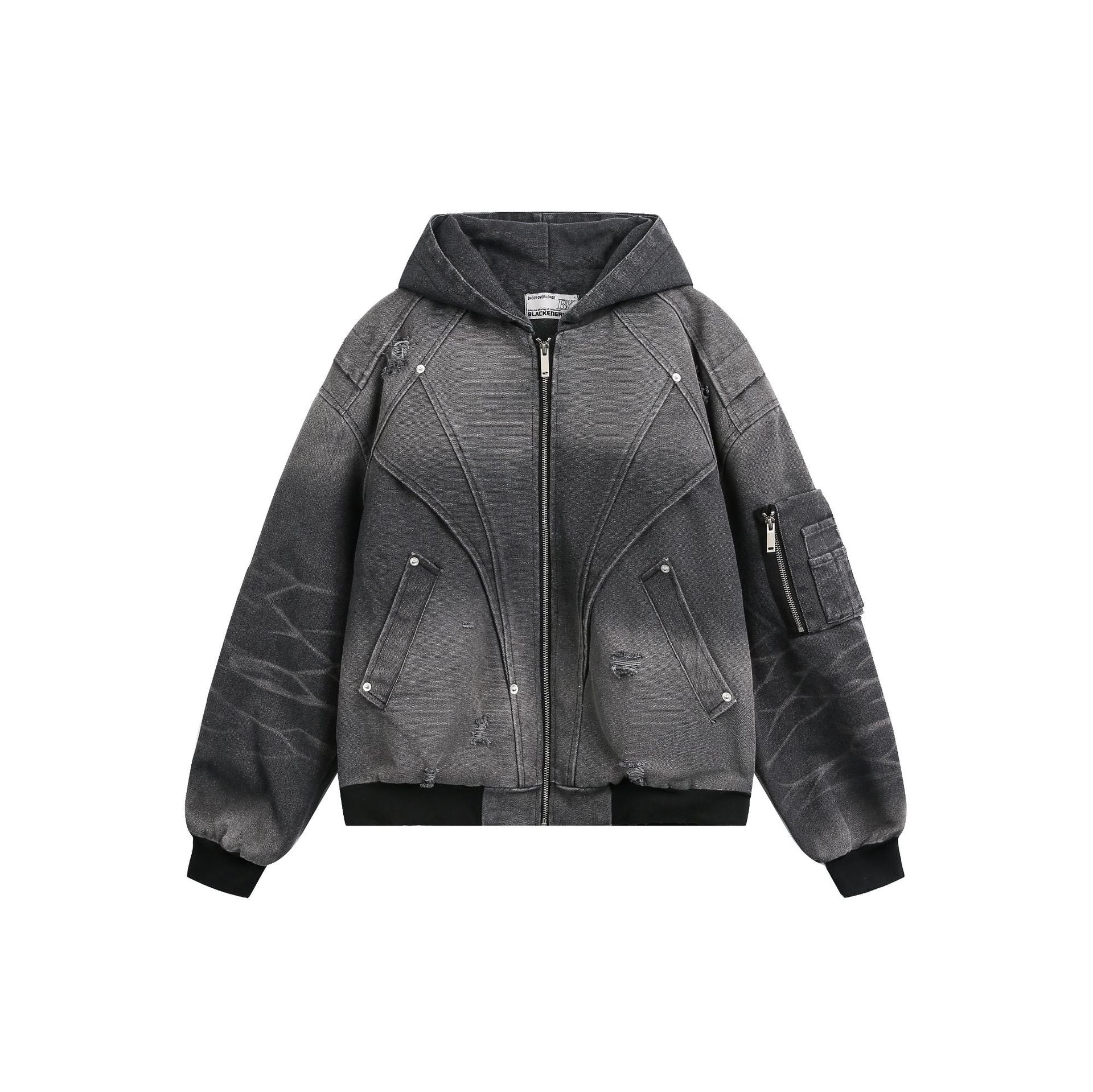 Heavy Washed Distressed Jacket , - Streetwear - Slick Street