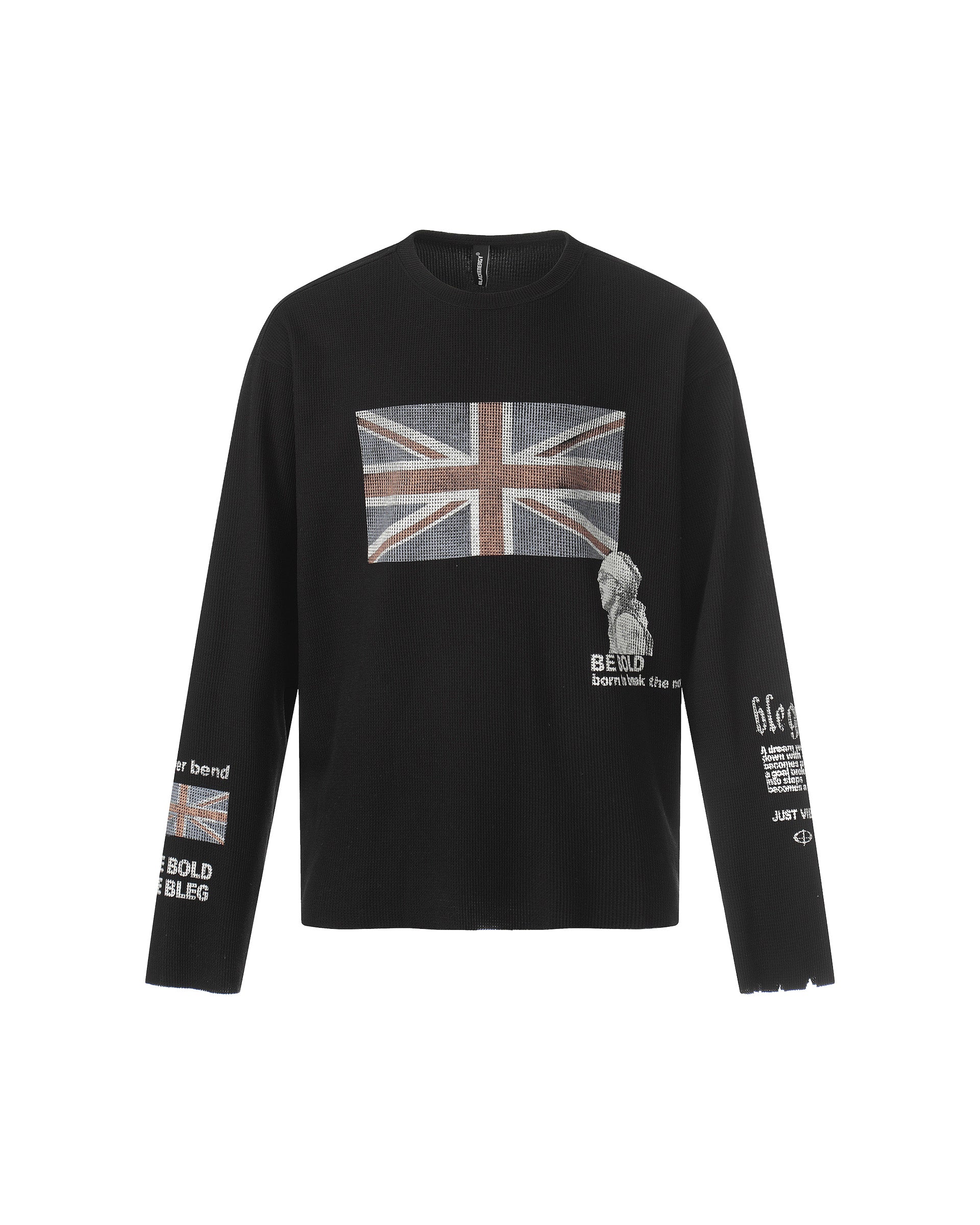 Britannia Waffle Long Sleeve Black, S - Streetwear Long Sleeve - Slick Street