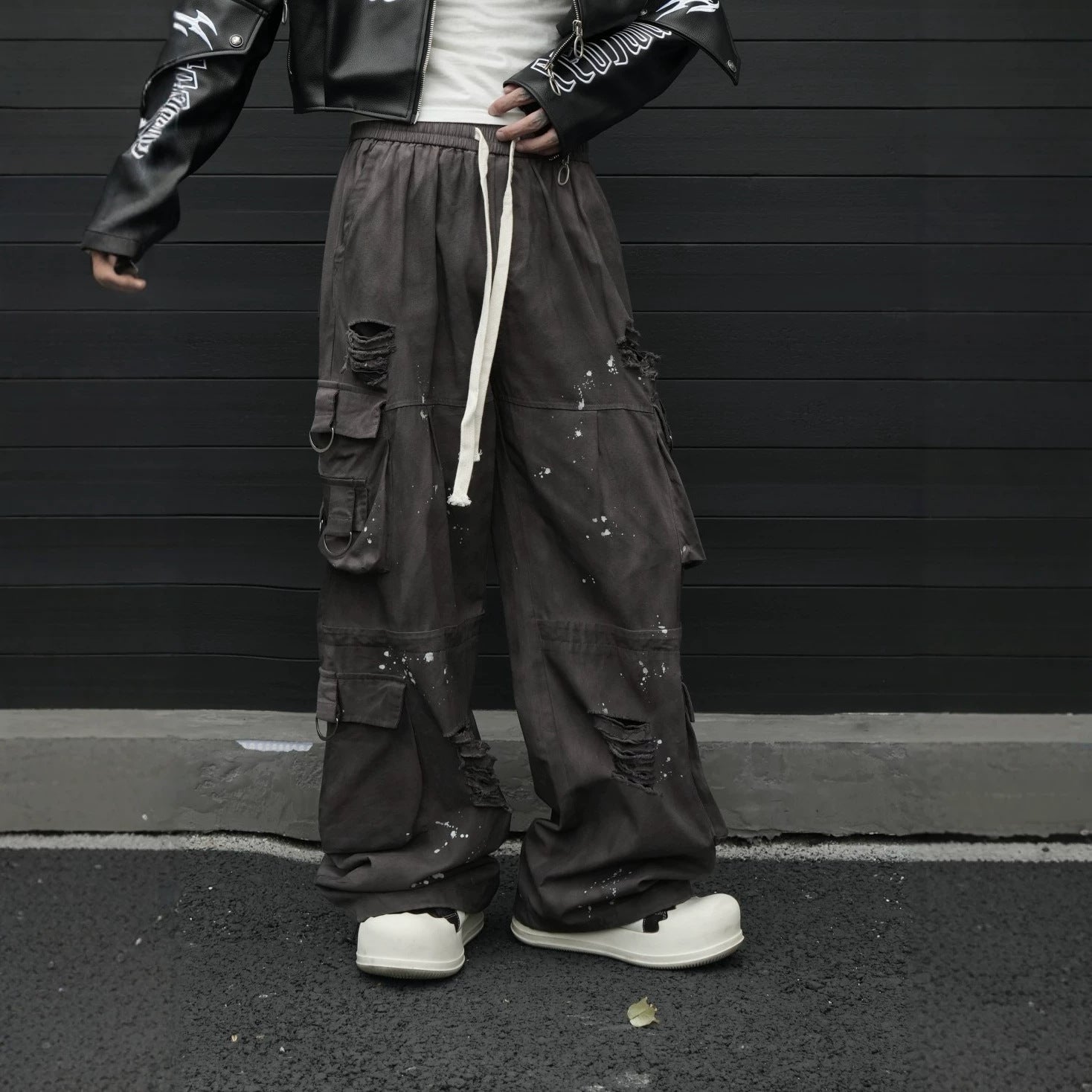 Stone Distressed Cargo Pants , - Streetwear Cargo Pants - Slick Street