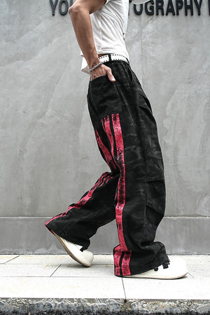 Red Stripe Washed Jeans , - Streetwear Jeans - Slick Street