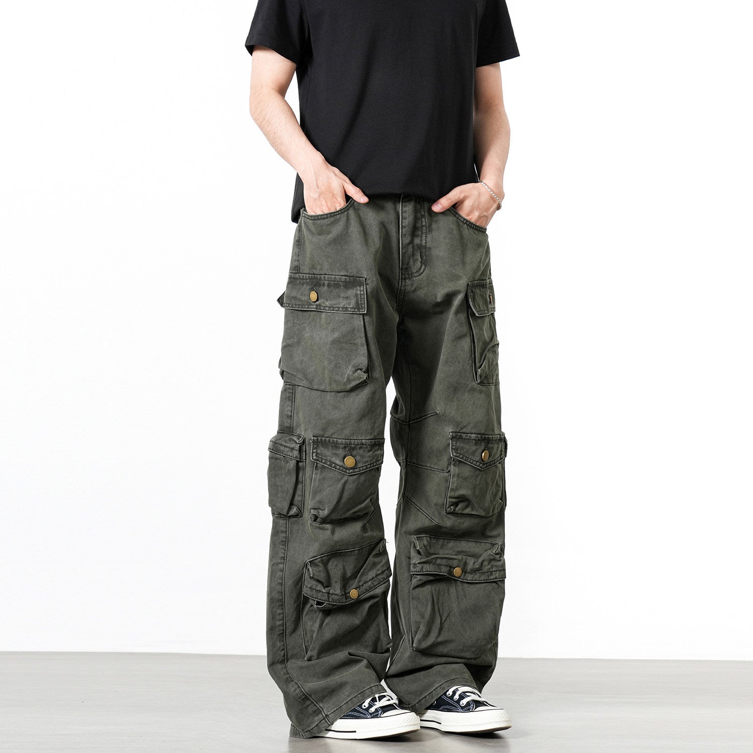 Vault Multi-Pocket Cargo Pants Deep Emerald, XS - Streetwear Cargo Pants - Slick Street