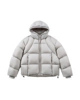 Thick Padded Puffer Jacket Grey, S - Streetwear Jacket - Slick Street